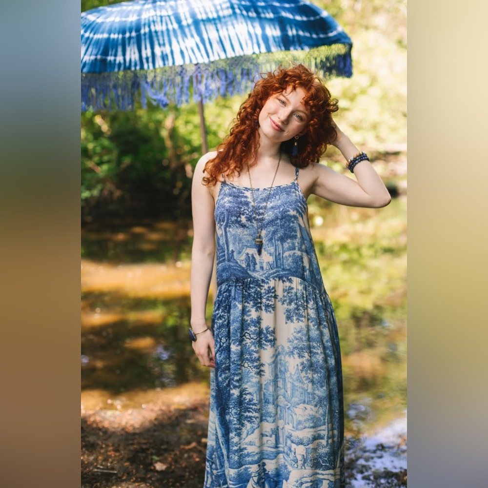 ⭐️Market of Stars⭐️ Let the Light In Vintage Artwork Boho Adjustable Strap Dress - Picture 8 of 16